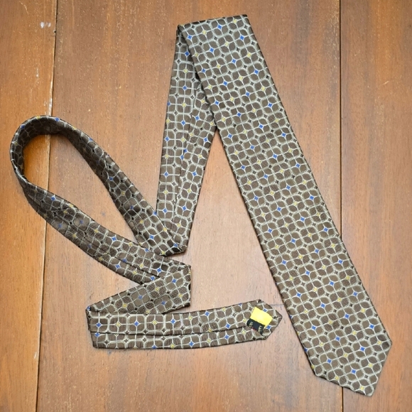 NORDSTROM ROBERT TALBOTT 60" Tie brown Blue Gold - Picture 1 of 3